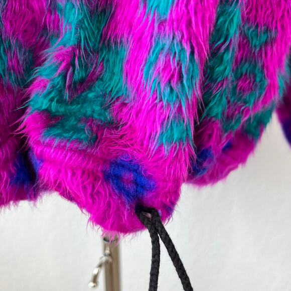 Vintage 90s Retro Animal Print Pullover Sweatshirt Hoodie size Large Purple - Picture 2 of 10